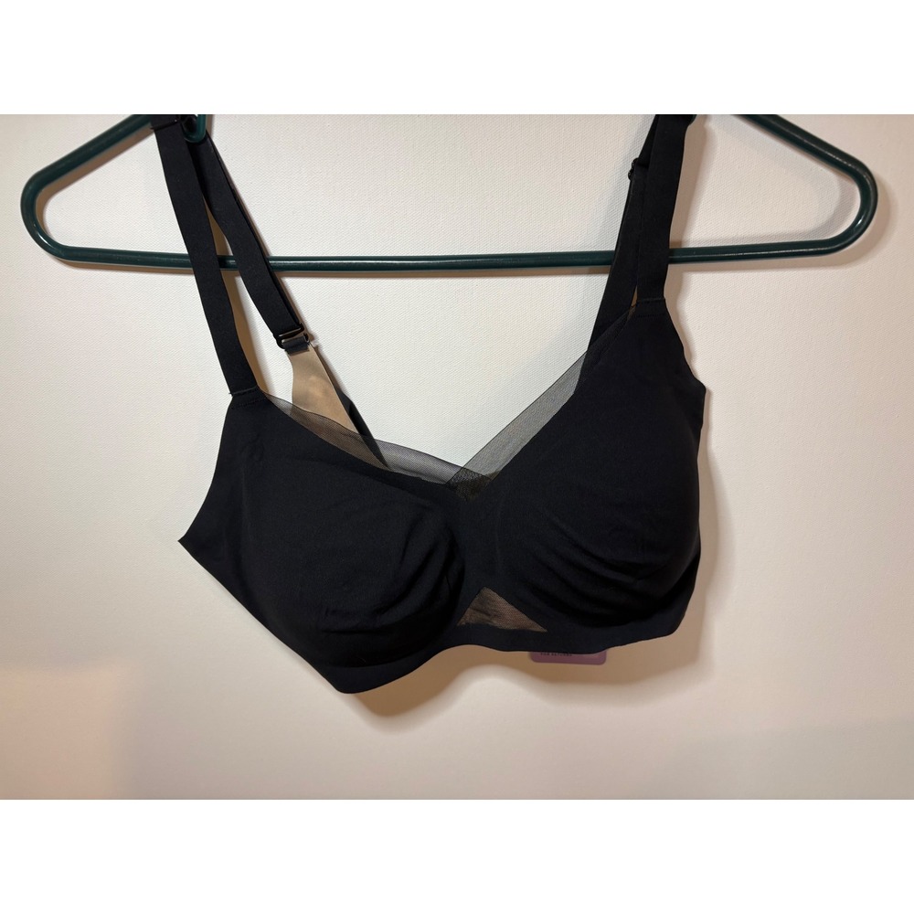 Honeylove CrossOver Wireless Bra Runway Black Mesh Full Coverage Size Medium M